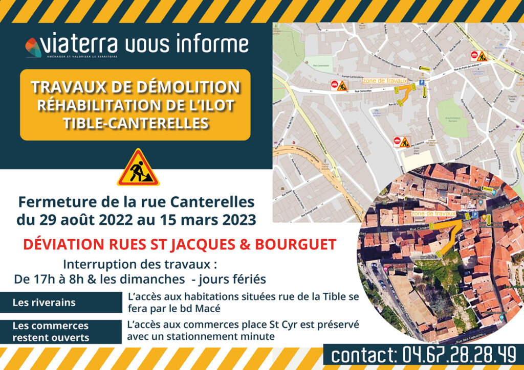 1 Panneau Travaux Tible VDEF Web Travaux de requalification de l'îlot rue de la Tible et rue Canterelles à Béziers